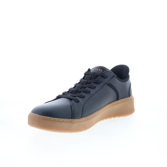 Skechers Mens Court Break Double Vented Black Shoes (NWT) - Picture 4 of 7